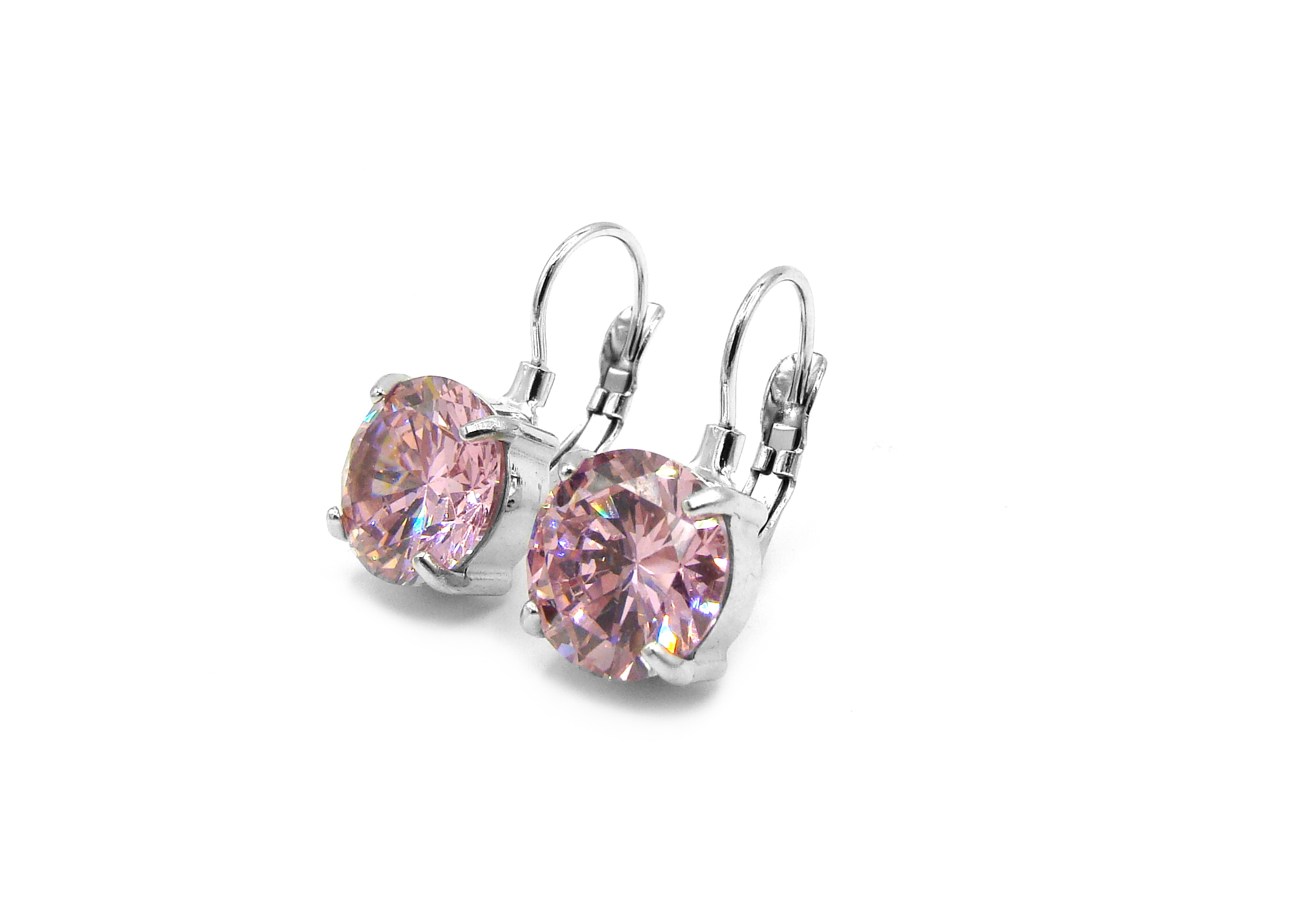 Steel Jewelry náušnice s kamínkem RŮŽOVÉ Chirurgická ocel