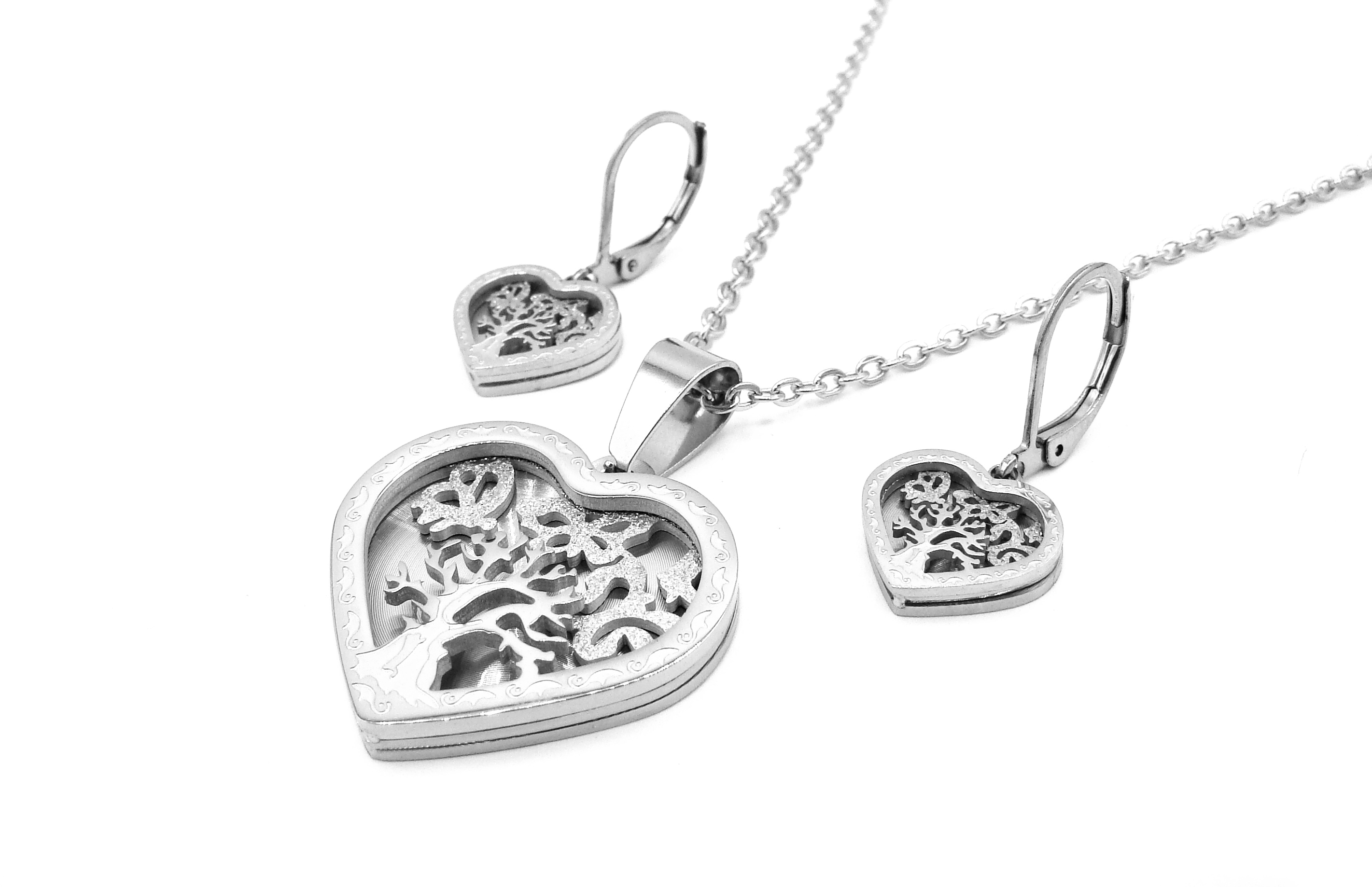 Steel Jewelry souprava STROM ŽIVOTA SRDCE Chirurgická ocel SET231167