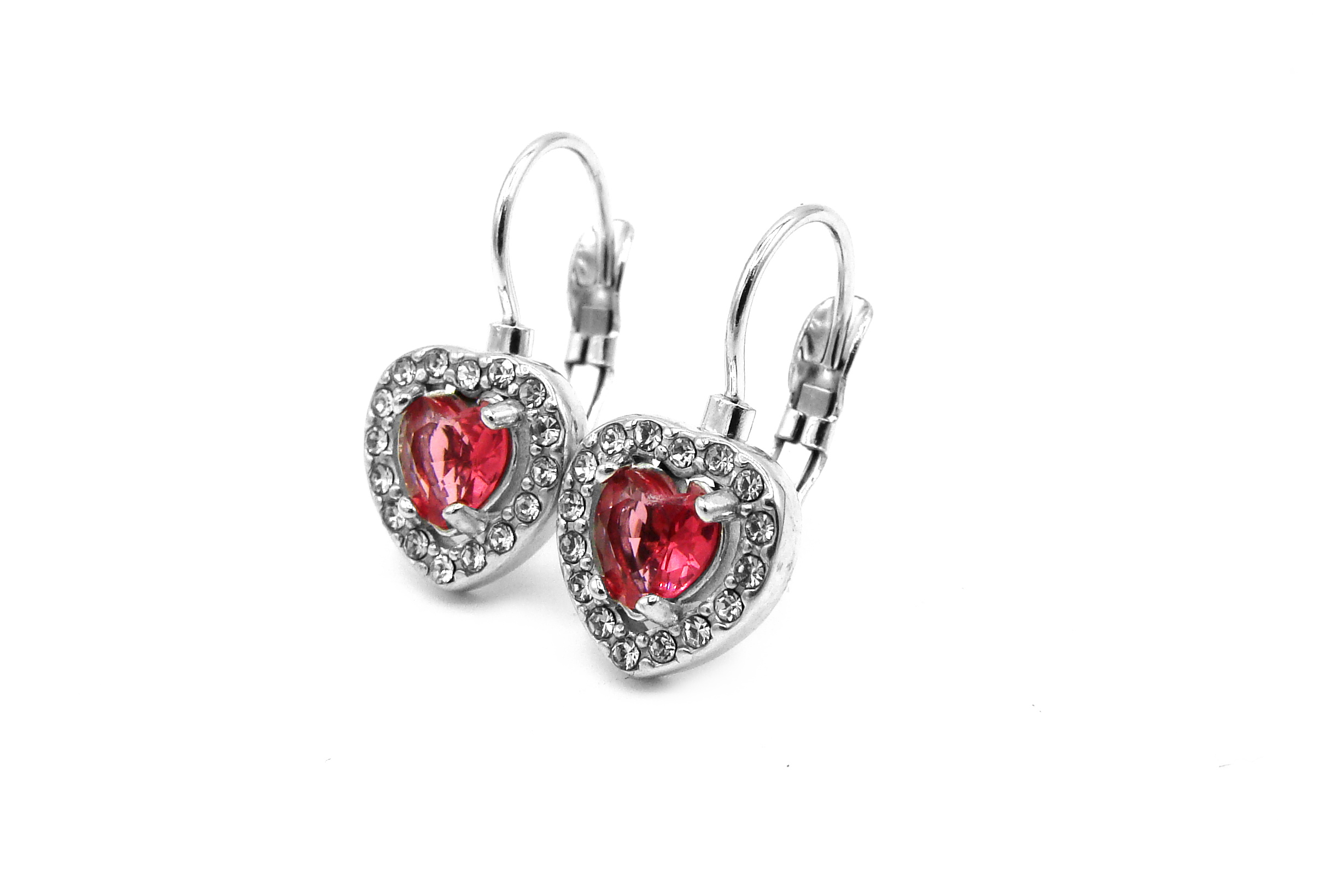 Steel Jewelry Náušnice RŮŽOVÉ SRDCE Chirurgická ocel NS231187