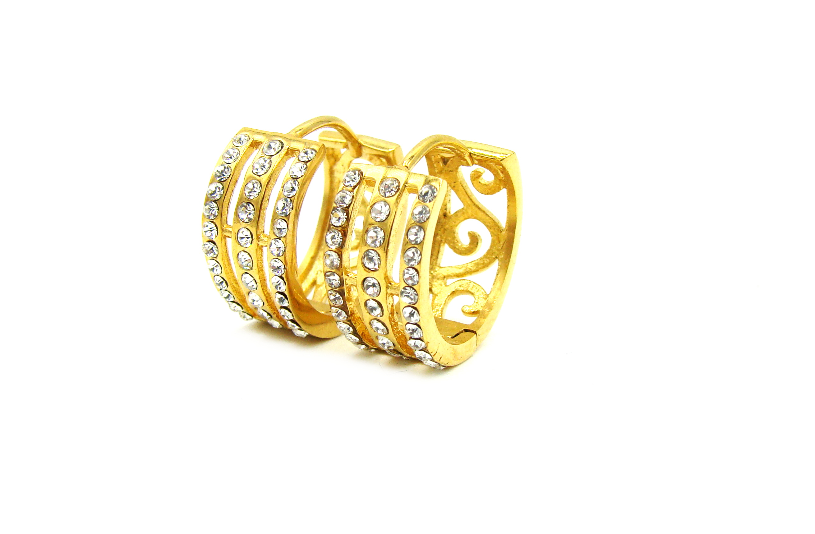 Steel Jewelry Náušnice KRUHY GOLD Chirurgická ocel NS231194