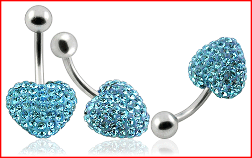 Levně Steel Jewelry Piercing tyrkysové srdce z chirurgické oceli PR121146