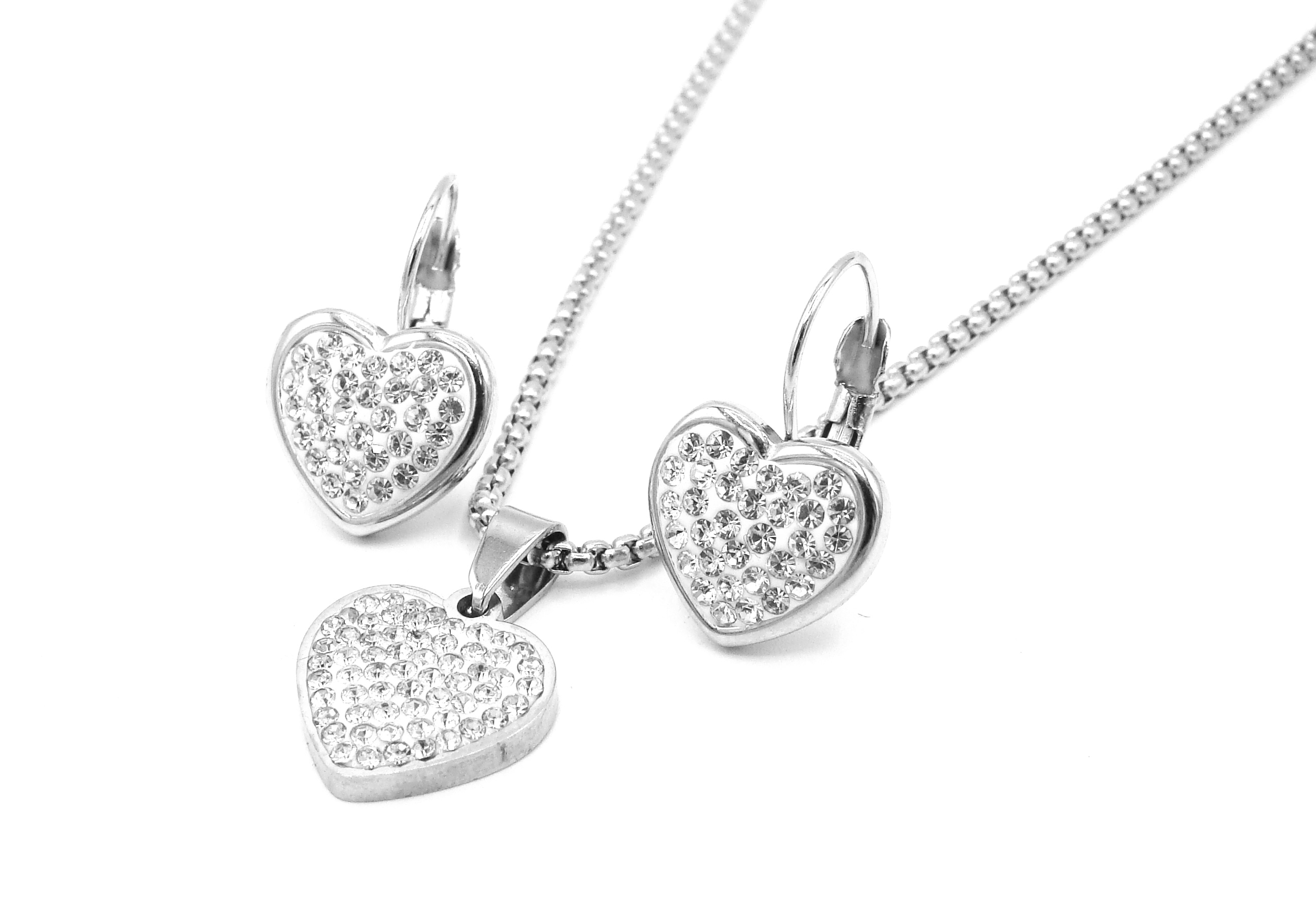 Steel Jewelry souprava náhrdelník a náušnice SRDCE Chirurgická ocel SET231242