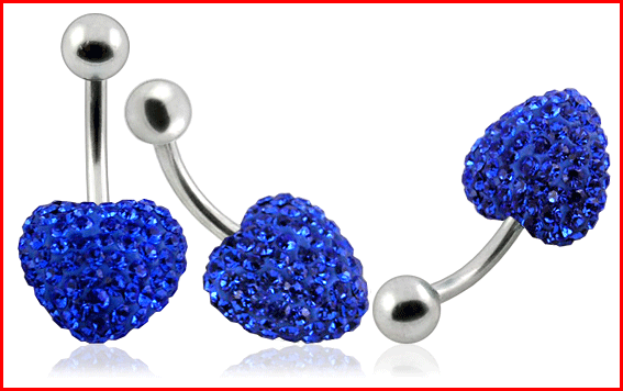 Levně Steel Jewelry Piercing modré srdce z chirurgické oceli PR121144