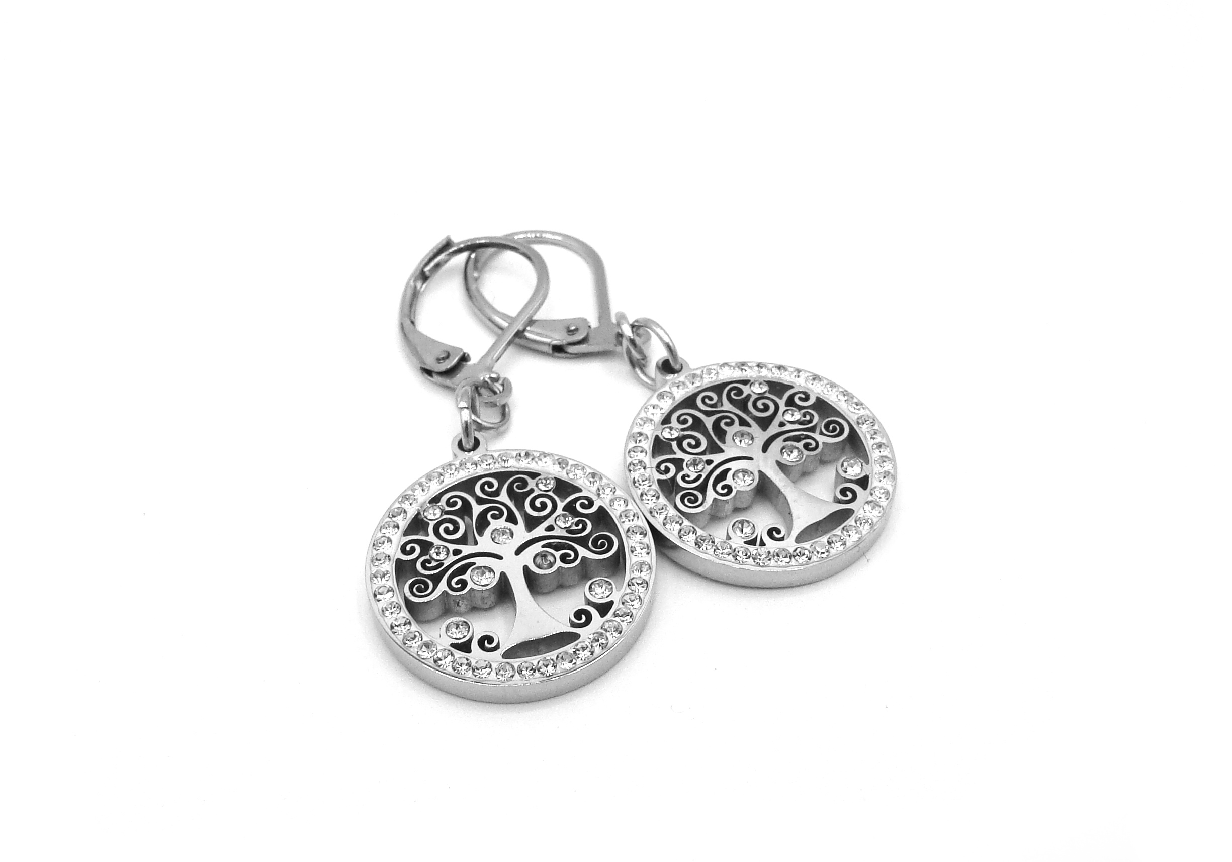 Levně Steel Jewelry Náušnice STROM ŽIVOTA Chirurgická ocel NS231264