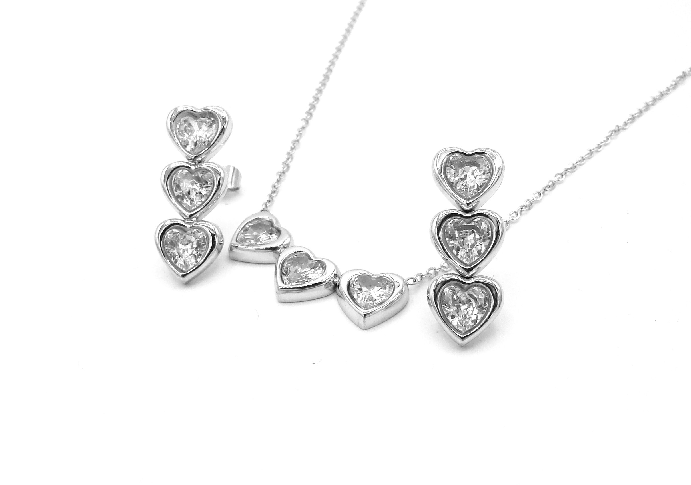 Steel Jewelry Souprava Náhrdelník Náušnice SRDCE Chirurgická ocel SET231266