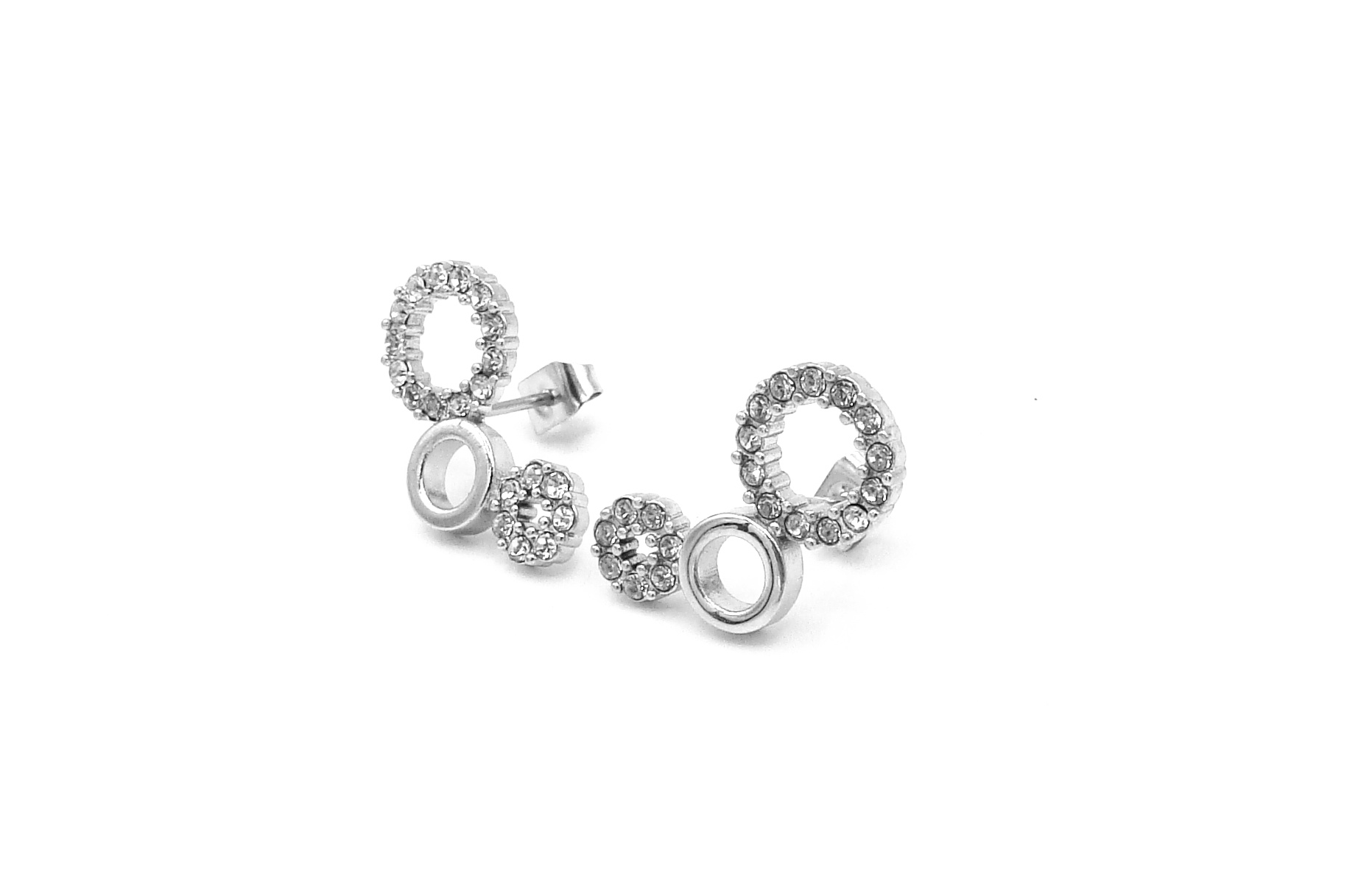 Levně Steel Jewelry Náušnice BÍLÉ Chirurgická ocel NS231270