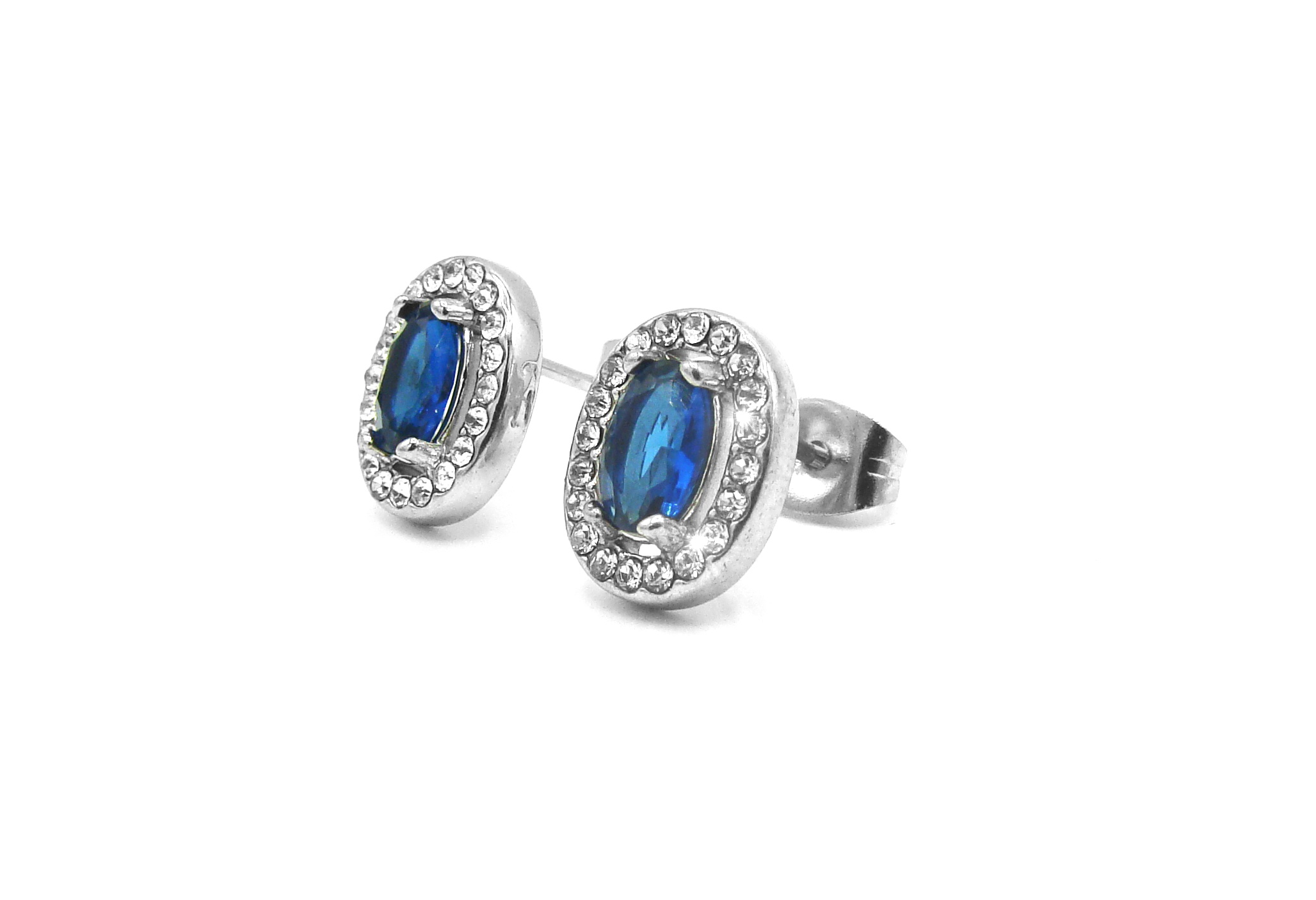 Levně Steel Jewelry Náušnice DÁMSKÉ MODRÉ z chirurgické oceli NS240119