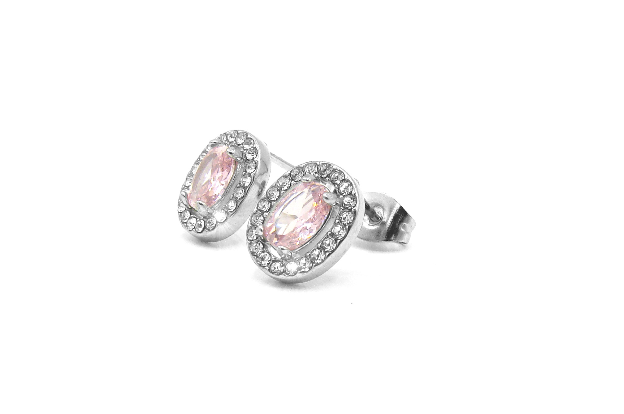 Levně Steel Jewelry Náušnice DÁMSKÉ RŮŽOVÉ z chirurgické oceli NS240120