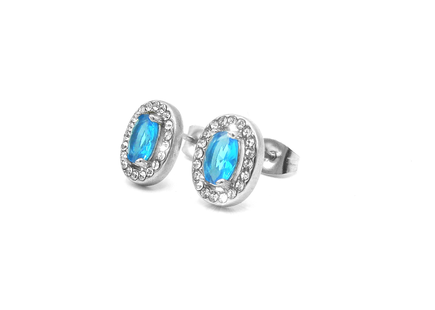 Levně Steel Jewelry Náušnice DÁMSKÉ MODRÉ Chirurgická ocel NS240121