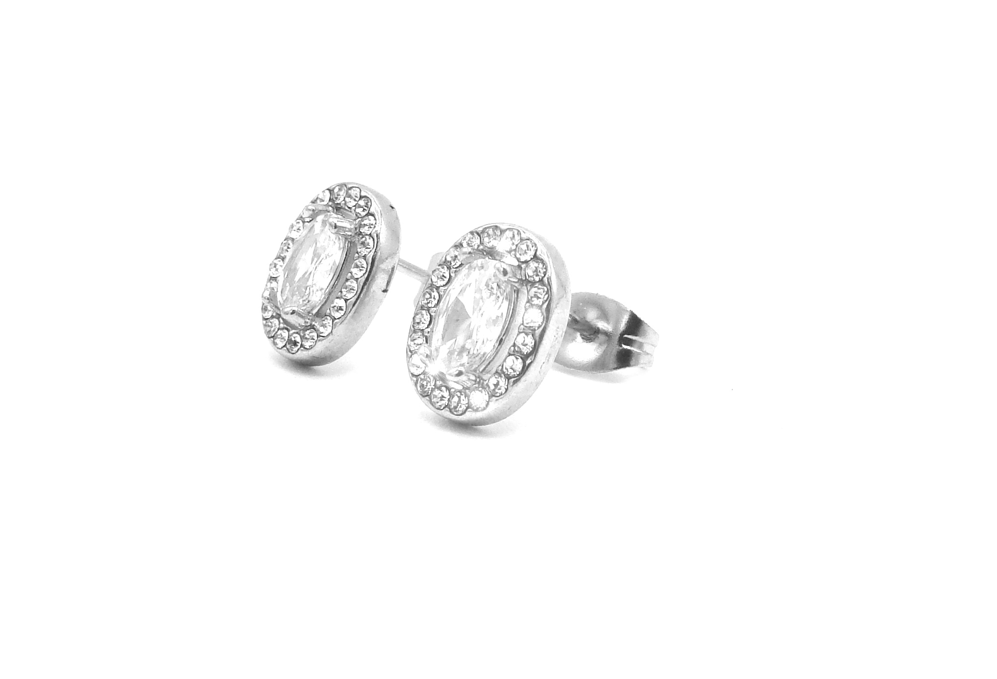 Levně Steel Jewelry NNáušnice DÁMSKÉ BÍLÉ z chirurgické oceli NS240122