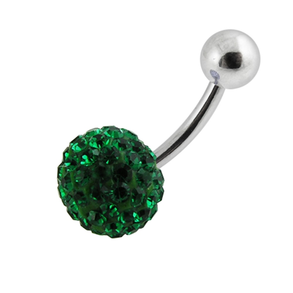 Levně Steel Jewelry Piercing zelená kulička z chirurgické oceli PR121139