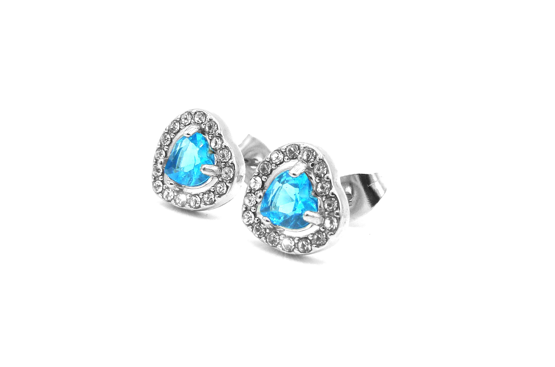 Levně Steel Jewelry Náušnice SRDCE MODRÉ Chirurgická ocel NS240124