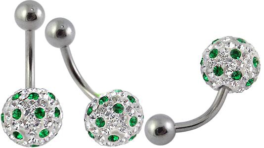 Levně Steel Jewelry Piercing zelenobílá kulička z chirurgické oceli PR121138