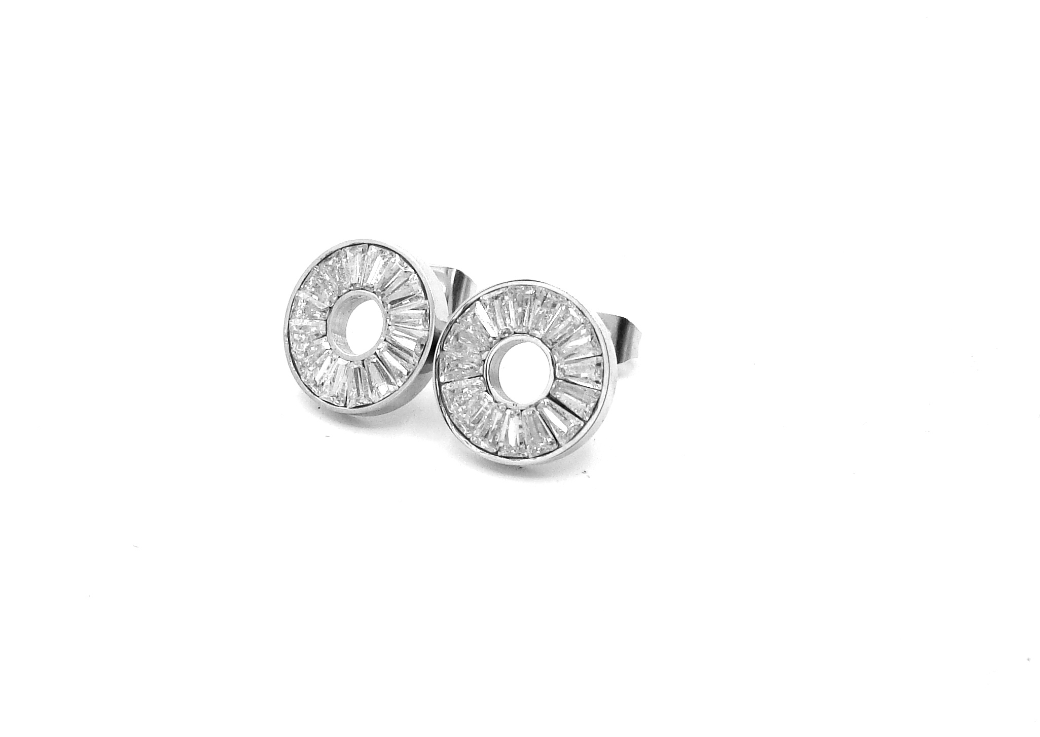 Levně Steel Jewelry Náušnice BÍLÉ z chirurgické oceli NS240163