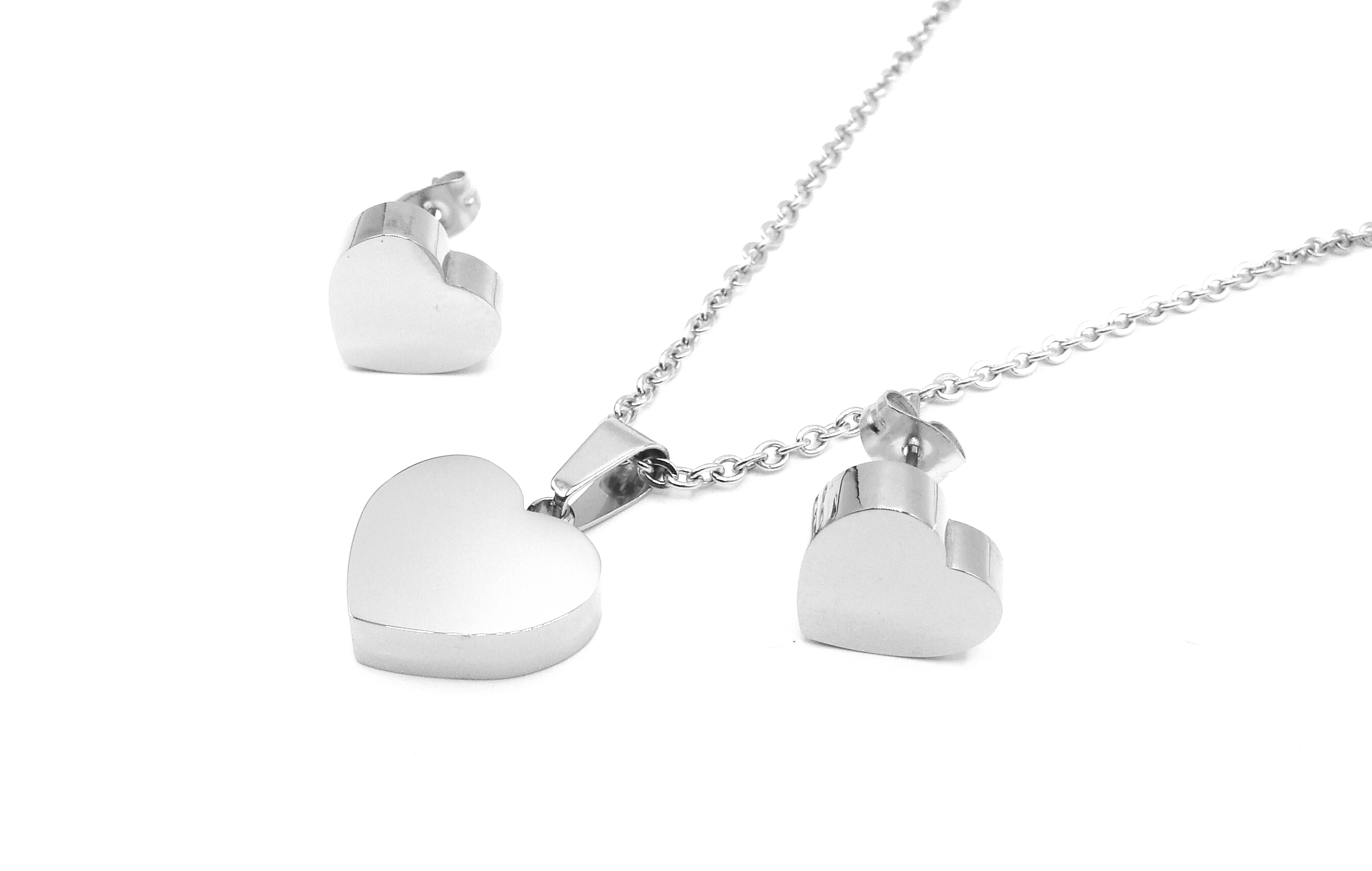 Steel Jewelry Souprava Náhrdelník Náušnice SRDCE Chirurgická ocel SET240229