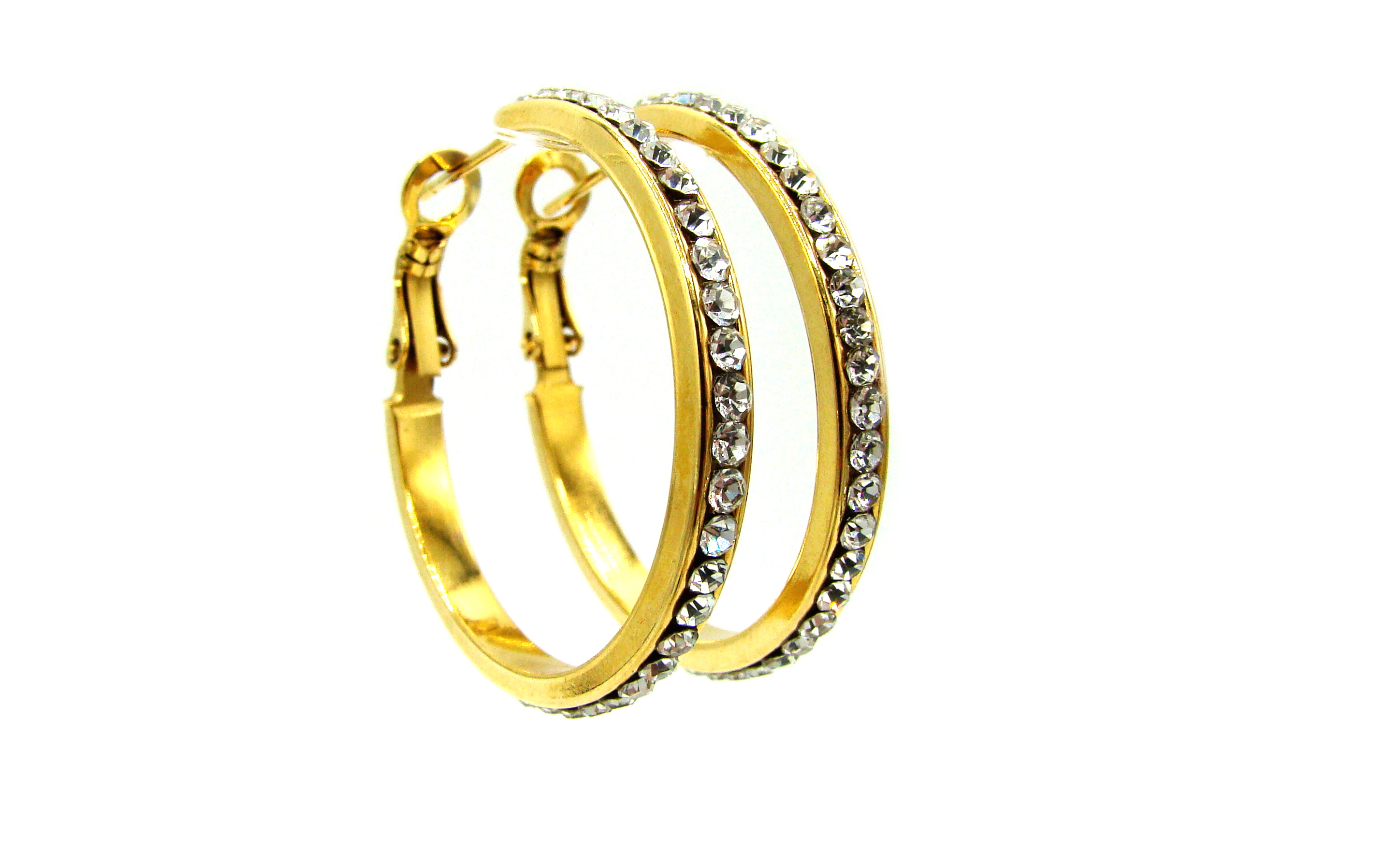 Levně Steel Jewelry Náušnice KRUHY GOLD 30 mm Chirurgická ocel NS240251