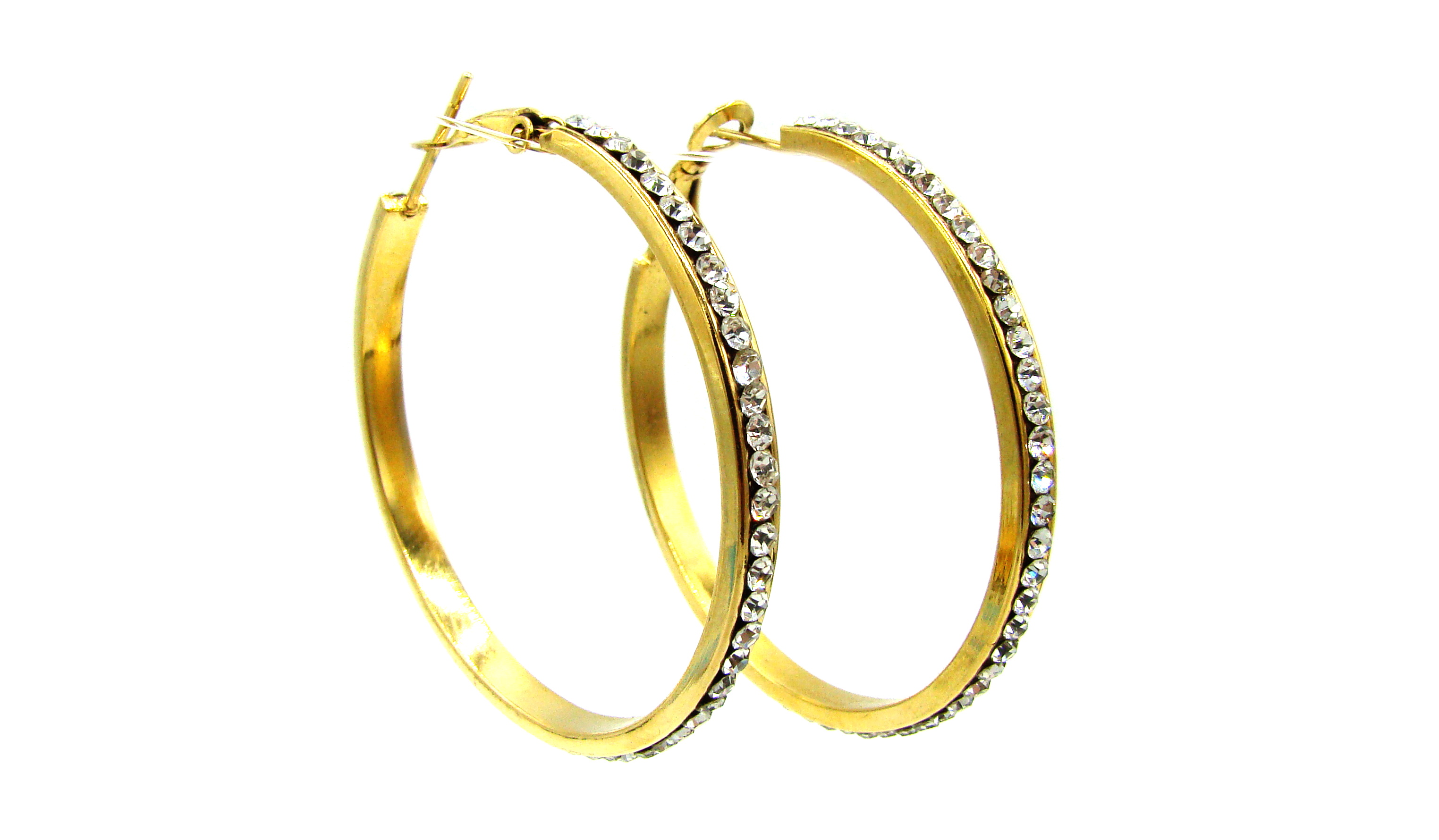 Levně Steel Jewelry Náušnice KRUHY GOLD 50 mm Chirurgická ocel NS240253