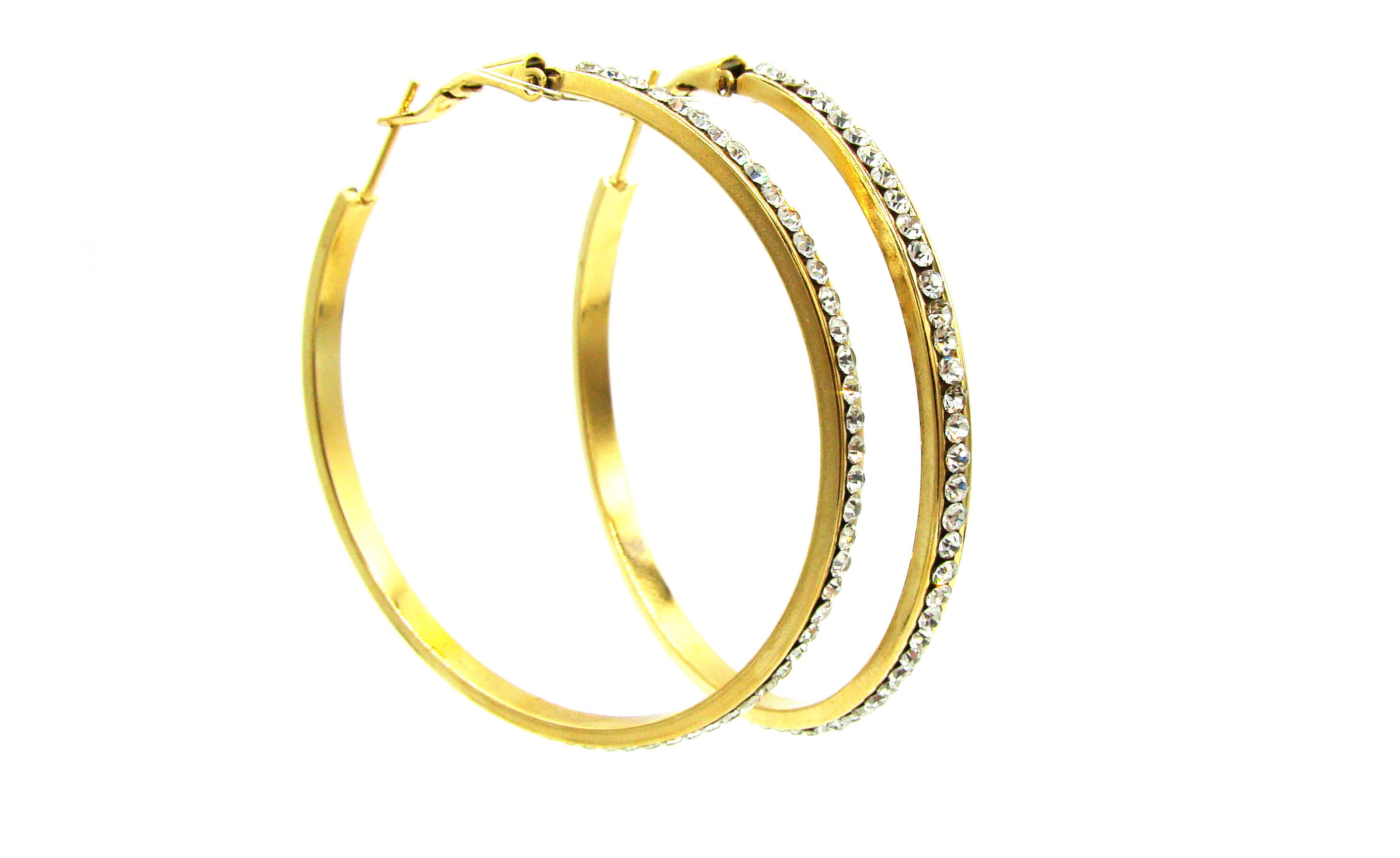Levně Steel Jewelry Náušnice VELKÉ KRUHY GOLD 70 mm Chirurgická ocel NS240255
