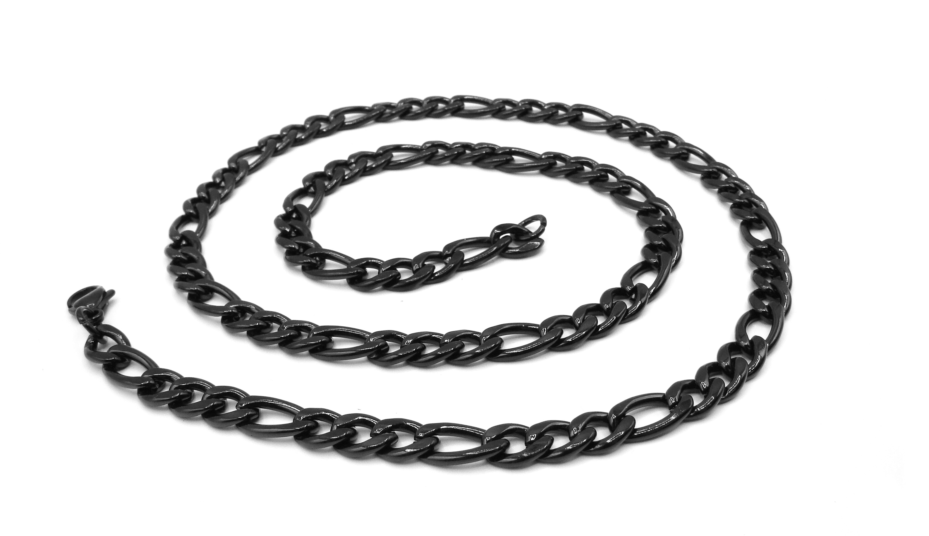Steel Jewelry Řetízek Figaro černý 7 mm z chirurgické oceli NH250112