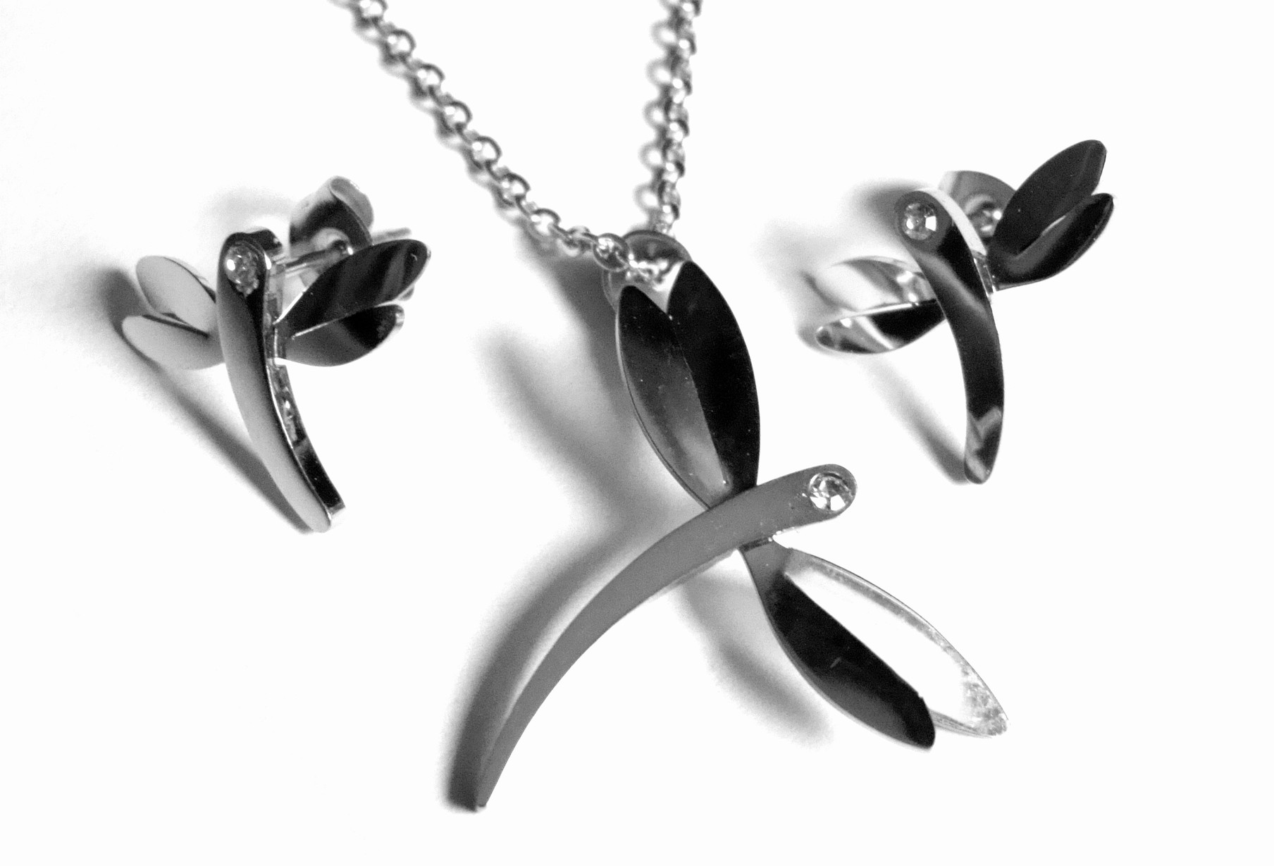 Steel Jewelry Set náhrdelník a náušnice vážky z chirurgické oceli SET090260