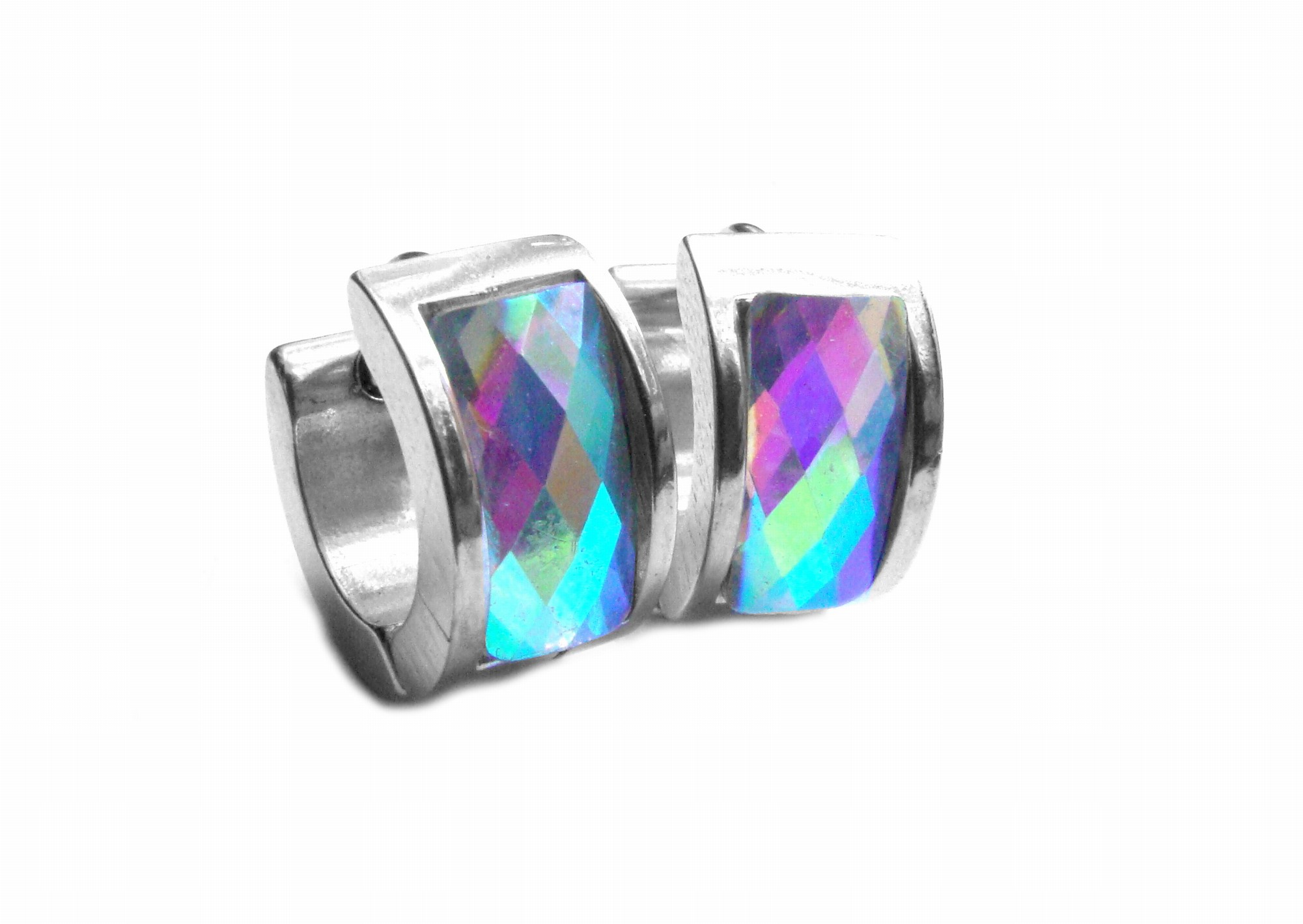 Steel Jewelry Náušnice kroužky duhové z chirurgické oceli NS090177