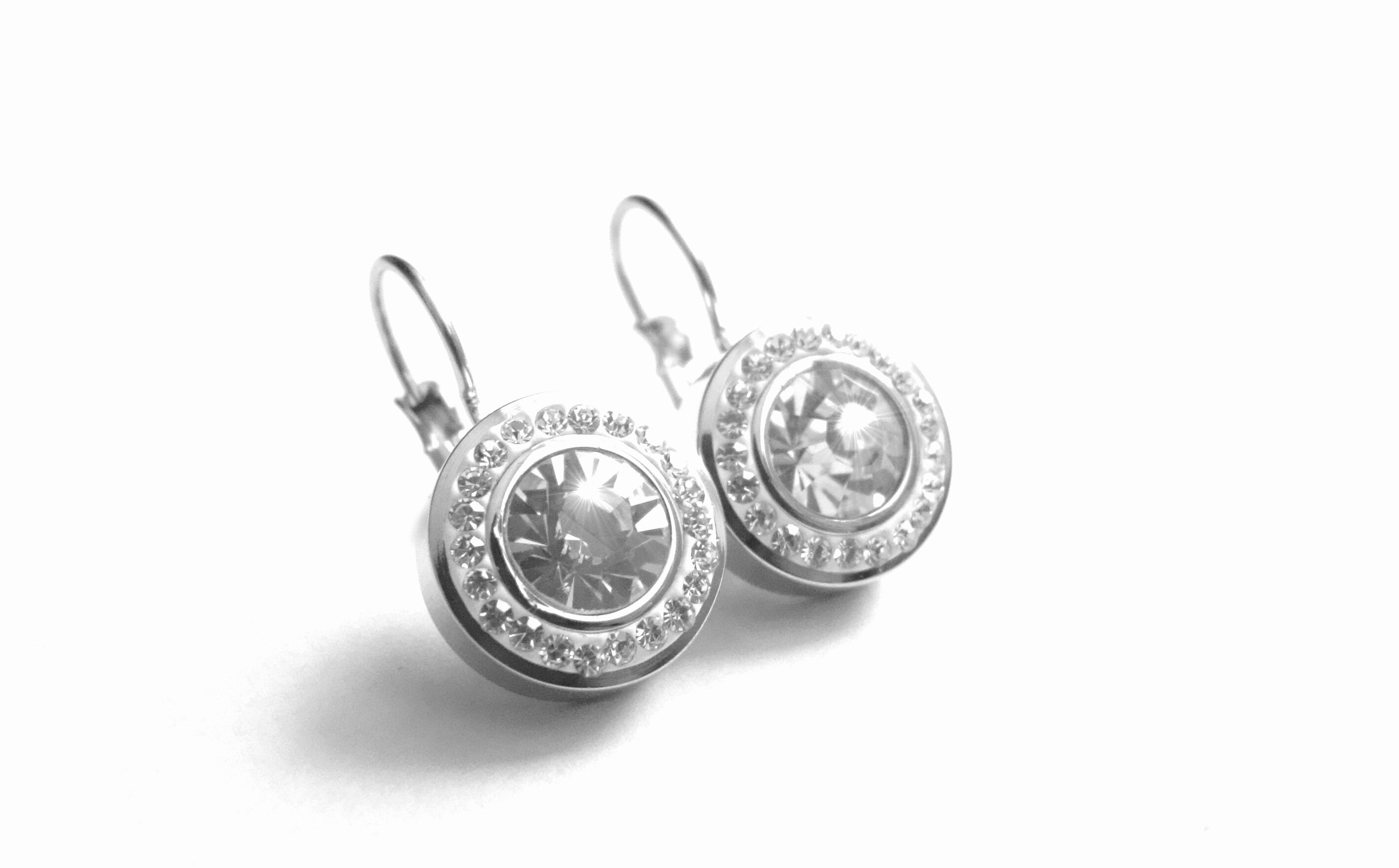 Steel Jewelry náušnice s čirým krystalem z chirurgické oceli NS160410