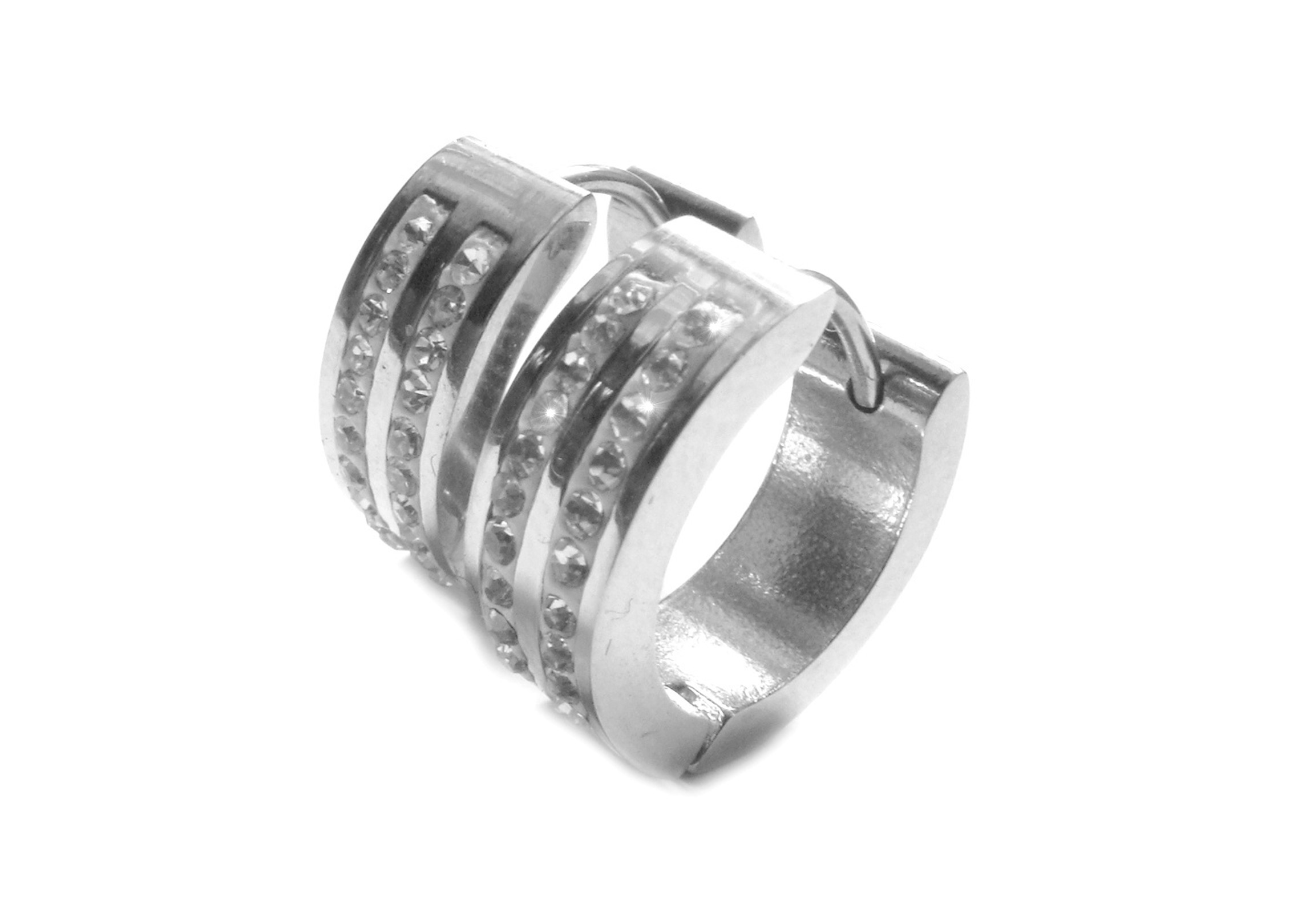 Steel Jewelry Náušnice kroužky s kamínky z chirurgické oceli NS090219
