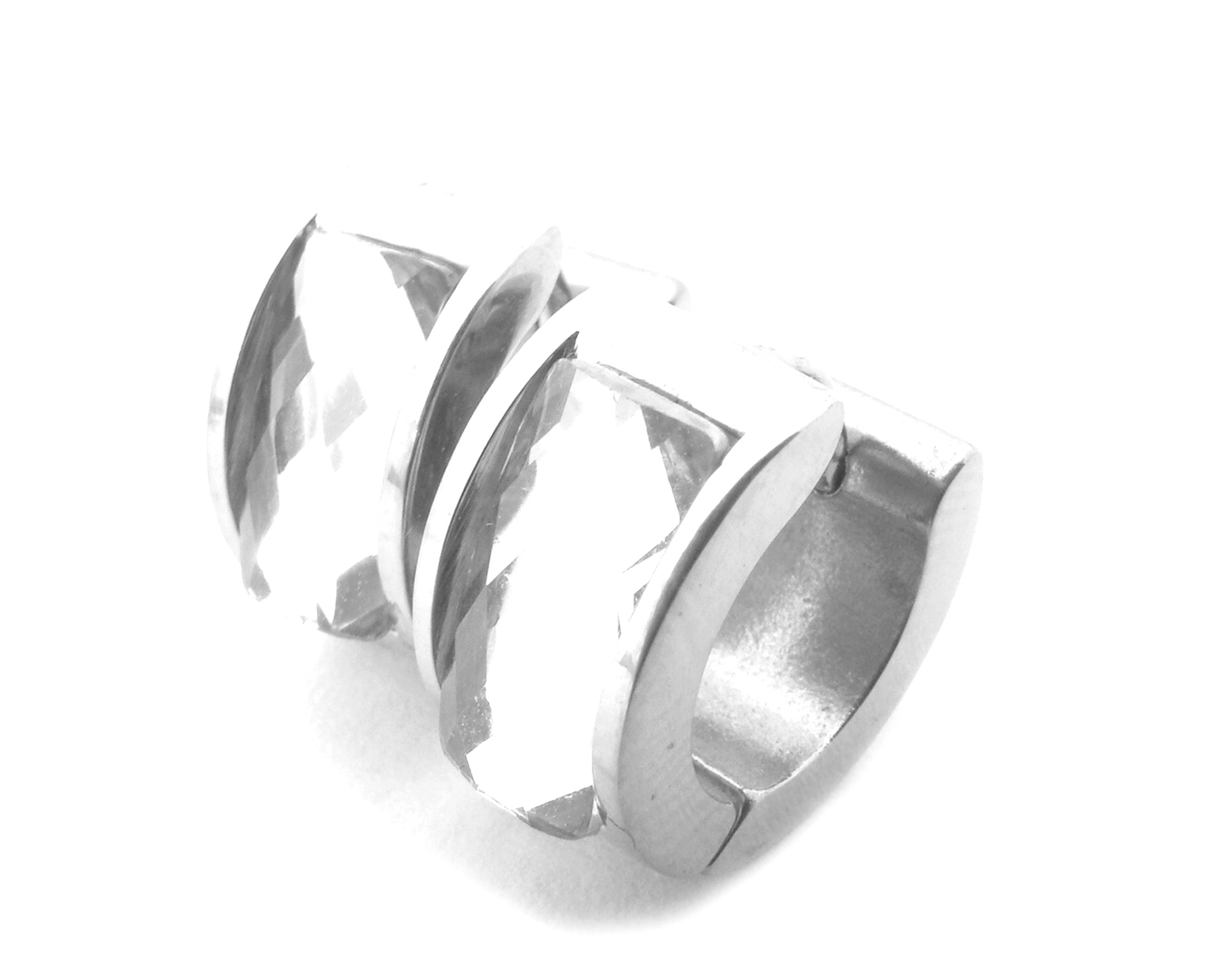 Steel Jewelry Náušnice kroužky s kamínkem z chirurgické oceli NS090342