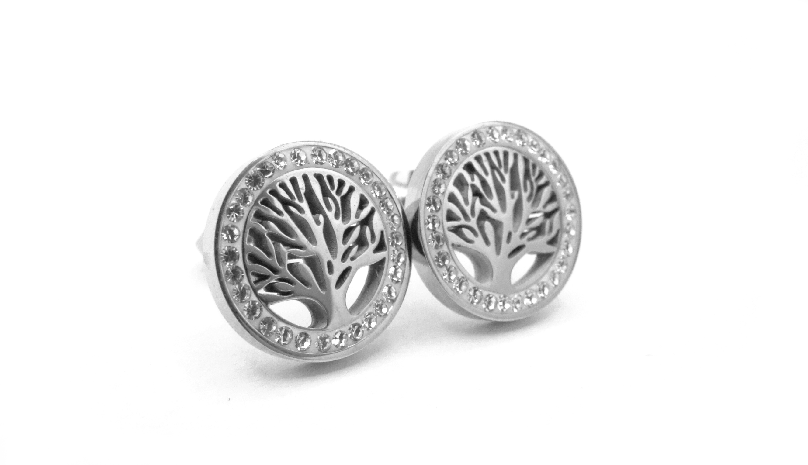 Steel Jewelry Náušnice pecky strom života z chirurgické oceli NS090461