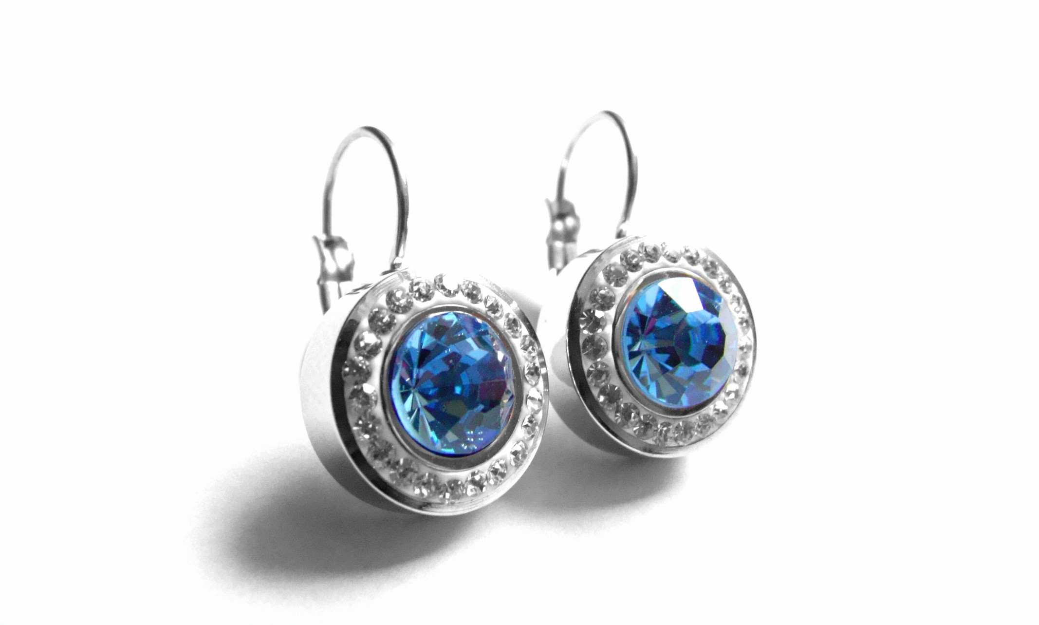 Steel Jewelry Náušnice modré z chirurgické oceli NS090486