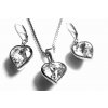 souprava - náhrdelník a náušnice - chirurgická ocel - srdce - bílé