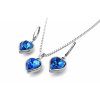 souprava - náhrdelník a náušnice - chirurgická ocel - srdce - modré