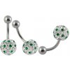 piercing s krystaly - koule - zelenobílá