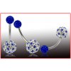 piercing s krystaly - koule - modrobílá