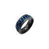 Pánský rotační prsten z chirurgické oceli - modrý řetěz