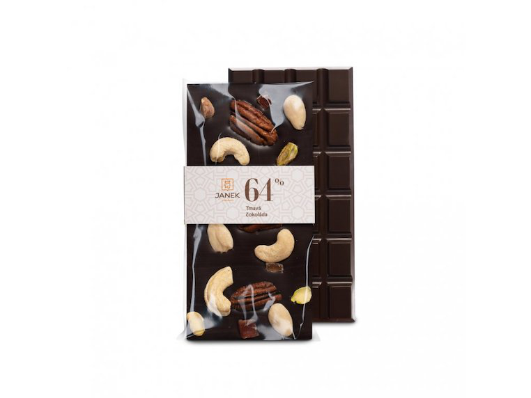 Čokoláda Janek 64% Hořká čokoláda „JANKOVA pečeť“, 95g, Čokoládovna Janek
