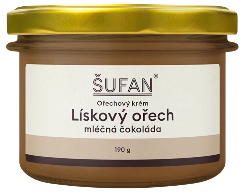 Lískový ořech s mléčnou čokoládou - ořechové máslo, 190g, Šufan