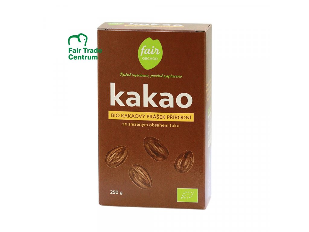 2538 fair trade bio kakaovy prasek prirodni snizeny obsah tuku 250 g