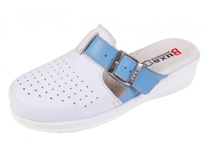 Dámská zdravotní obuv MED21 bílá se světle modrým páskem přes nárt (Velikost 42)
