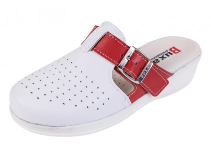 Dámská zdravotní obuv MED21 bílá s červeným páskem přes nárt (Velikost 42)