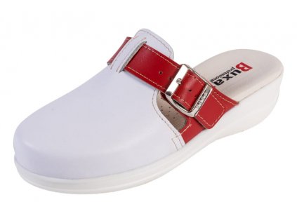 Dámská zdravotní obuv MED20 bílá s červeným páskem přes nárt (Velikost 42)