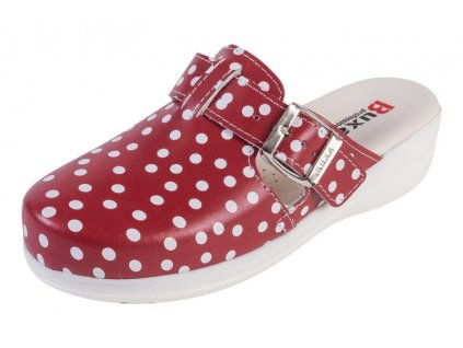 Dámská zdravotní obuv MED20 červená s bílým puntíkem (Velikost 42)