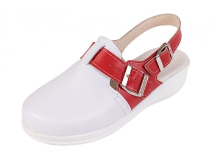 Dámská zdravotní obuv MED25 bílá s červeným páskem (Velikost 42)