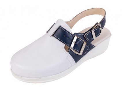 Dámská zdravotní obuv MED25 bílá s tmavě modrým páskem (Velikost 42)