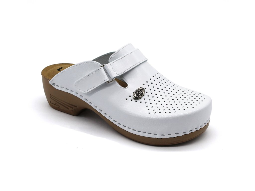 leon pu159 damska zdravotna celokozena obuv uzavreta biela 00