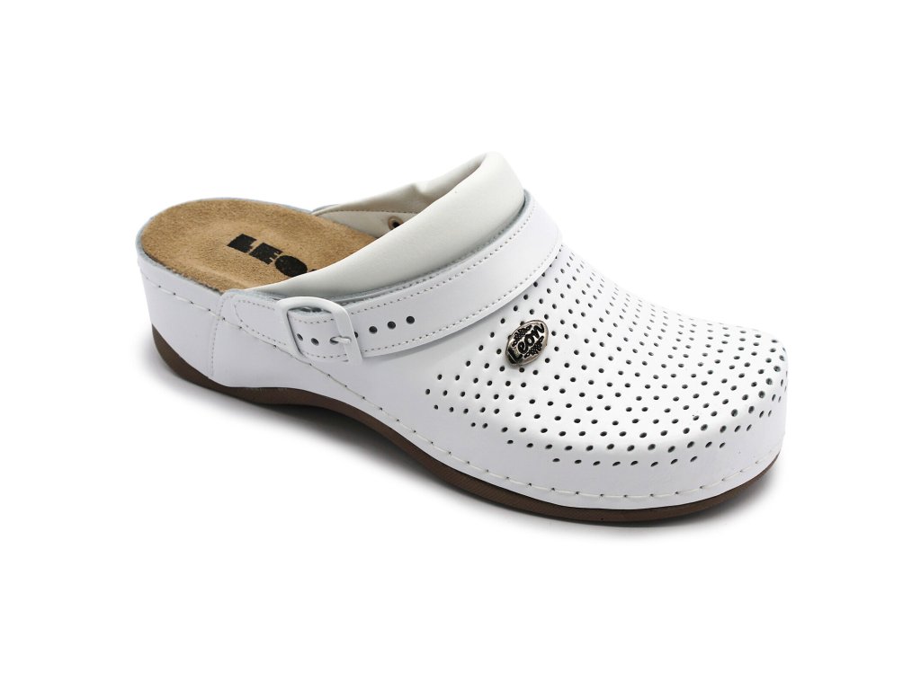 leon 2023 damska antistres pracovna zdravotna celokozena obuv biela 00