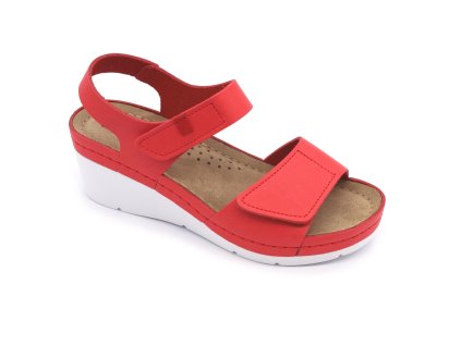 leon 1080 zdravotne celokozene sandale na platforme cervena 00