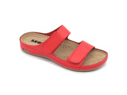 leon 954 damska zdravotna celokozena obuv s prackou cervena 00