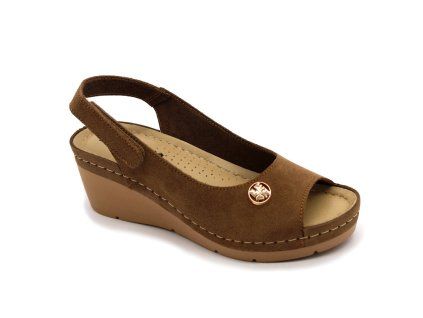 leon 1132 zdravotne celokozene sandale na platforme hneda 00