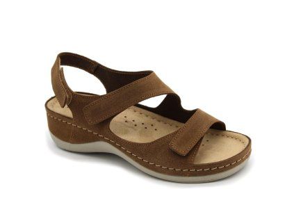 leon 937 zdravotne celokozene sandale hneda 00